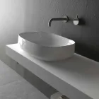 Modern Design White Countertop Ceramic Washbasin Made in Italy - Tune2 Viadurini
