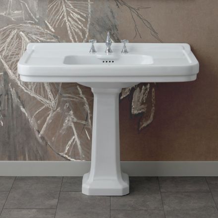 Column Console Washbasin in White Ceramic Made in Italy - Wollie Viadurini