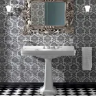 Console Washbasin on Vintage Column in Ceramic Made in Italy - Marwa Viadurini