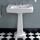 Console Washbasin on Vintage Column in Ceramic Made in Italy - Marwa Viadurini