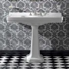 Console Washbasin on Vintage Column in Ceramic Made in Italy - Marwa Viadurini