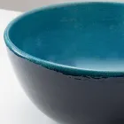 Raku Clay Countertop Sink with Persian Blue Crystalline Finish - Fresco Viadurini