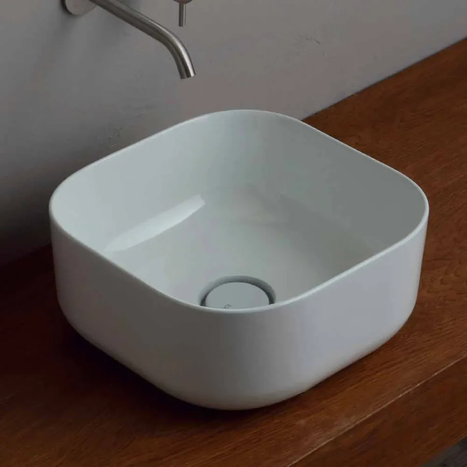 37x37cm ceramic wash basin made in Italy Star, modern design Viadurini