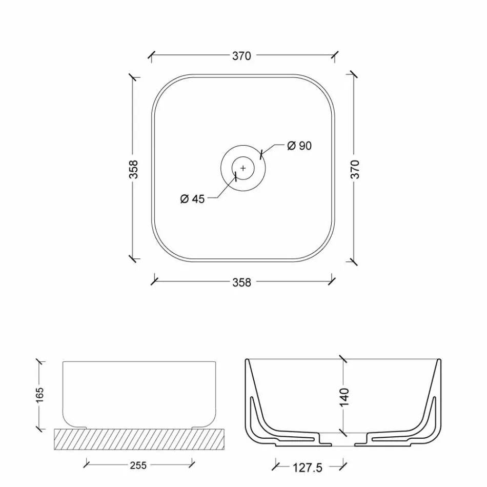 37x37cm ceramic wash basin made in Italy Star, modern design Viadurini