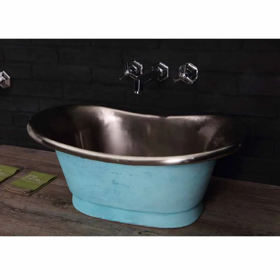 Washbasin finished in white iron and verdigris Cala Viadurini