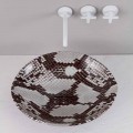 Modern ceramic countertop sink Animals, cobra pattern, made in Italy