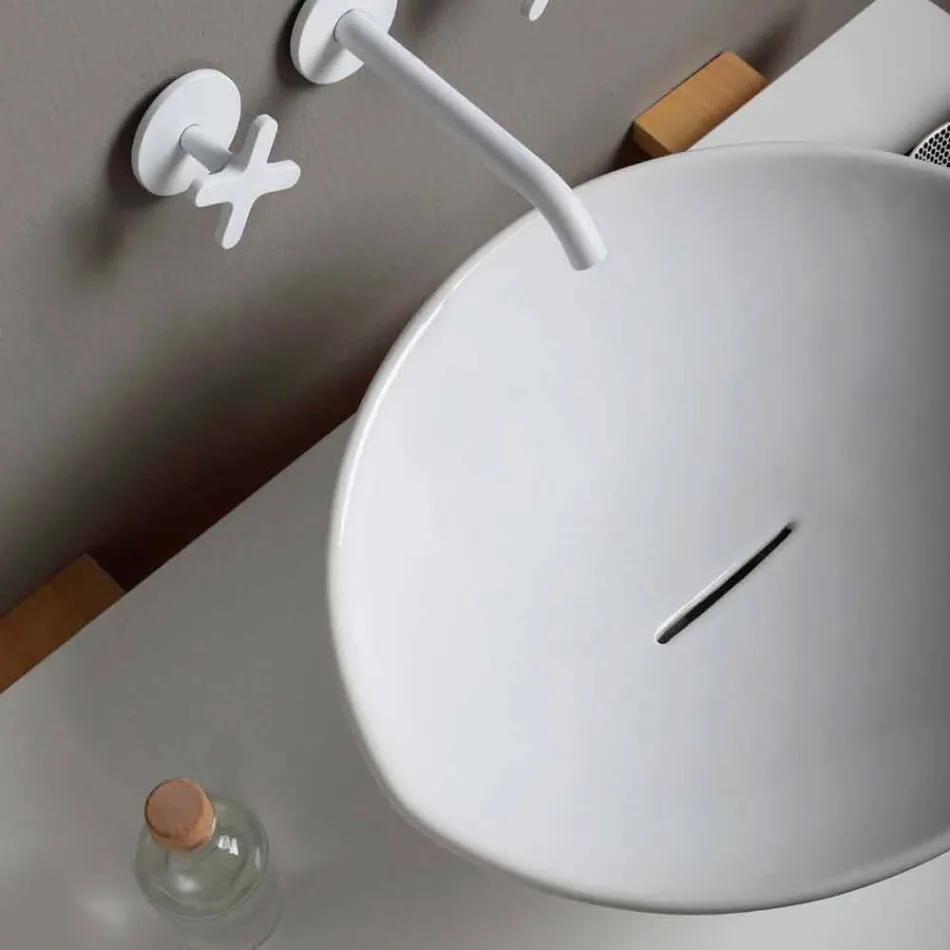 Trendy design ceramic washbasin made in Italy Viadurini