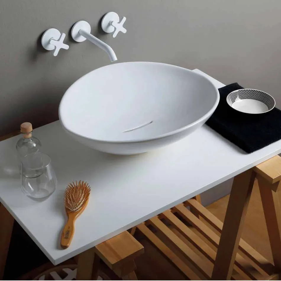 Trendy design ceramic washbasin made in Italy Viadurini