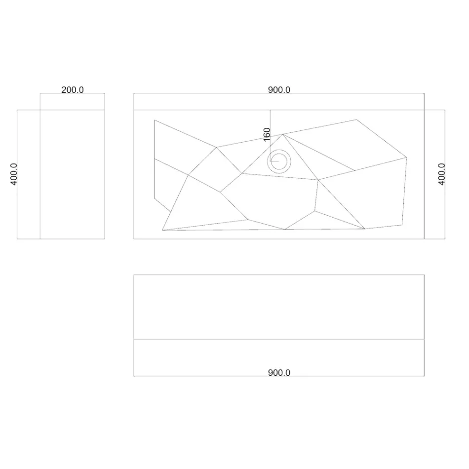 Modern design Solid Surface countertop basin Brill, handmade in Italy Viadurini