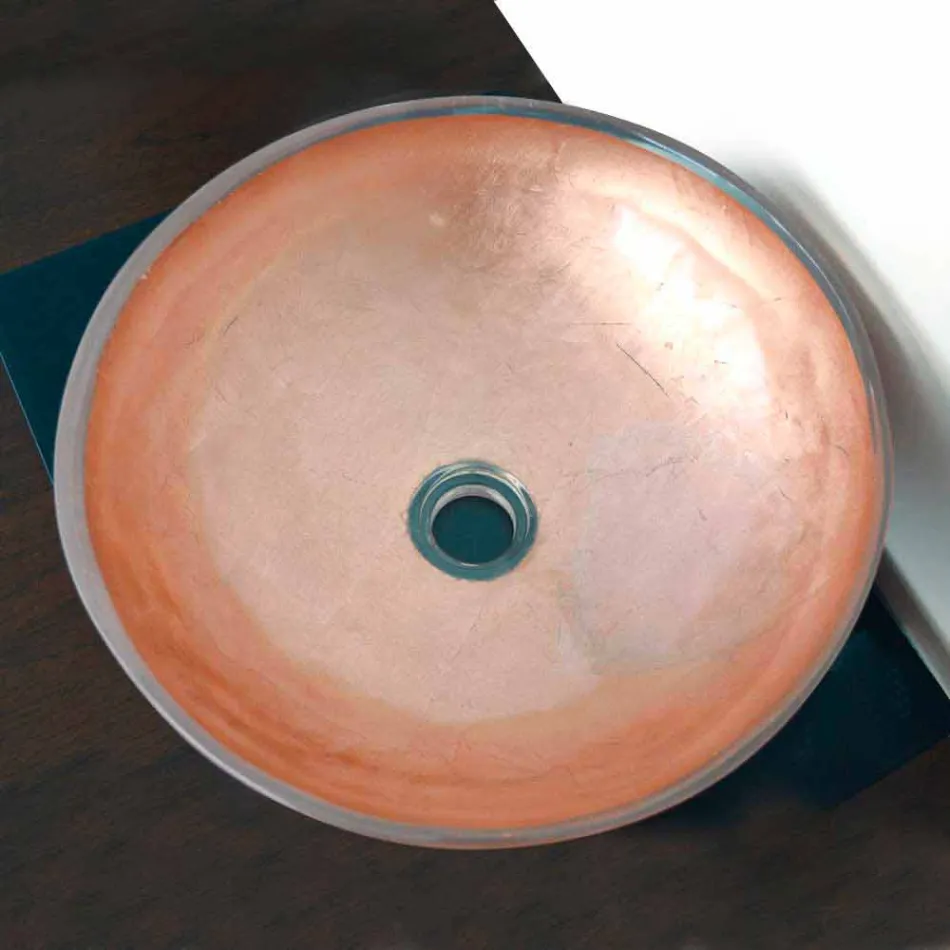 Design Countertop Washbasin in Transparent Resin and Copper - Salvatore Viadurini