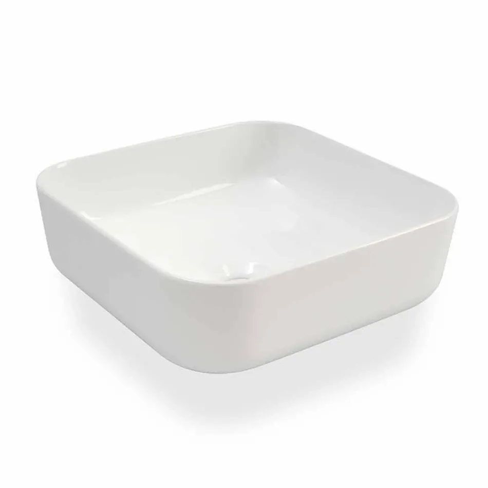 Modern Design Countertop Washbasin in White Ceramic Made in Italy - Turku Viadurini