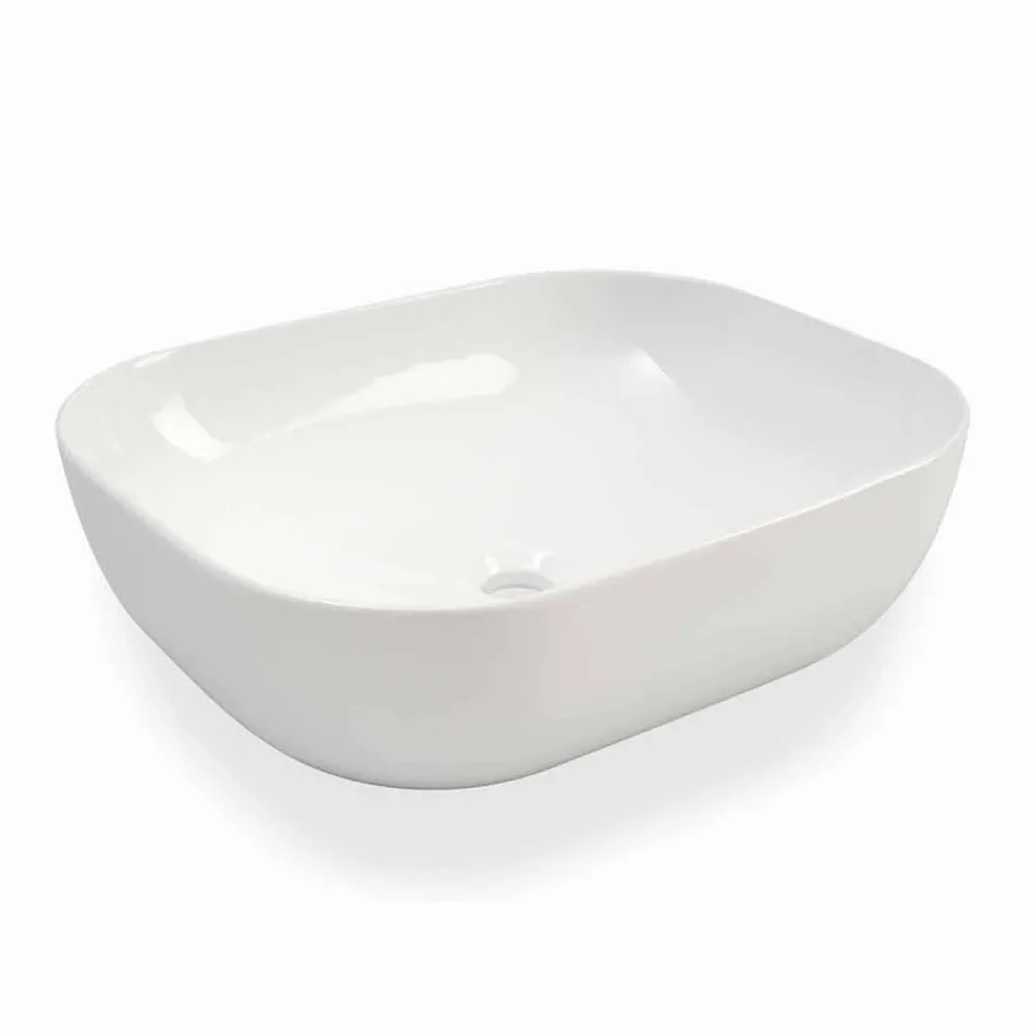 Modern Design Countertop Washbasin in White Ceramic Made in Italy - Turku Viadurini