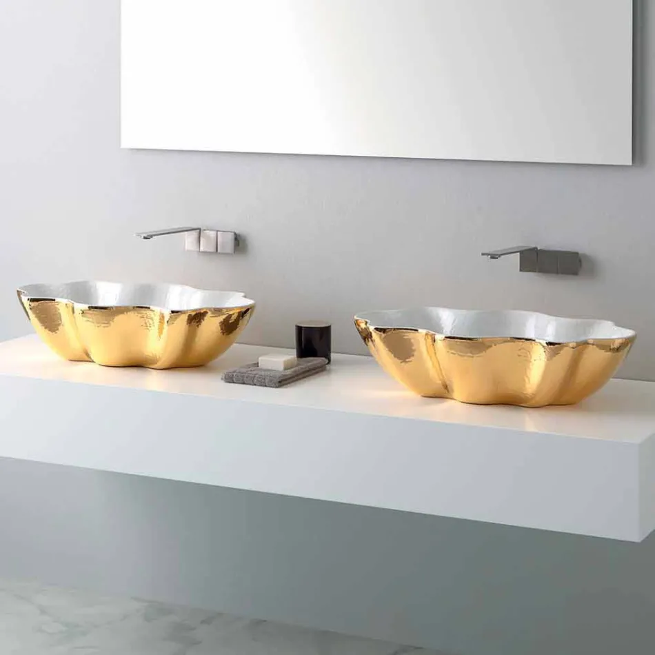 Modern design ceramic washbasin made in Italy Cube Viadurini