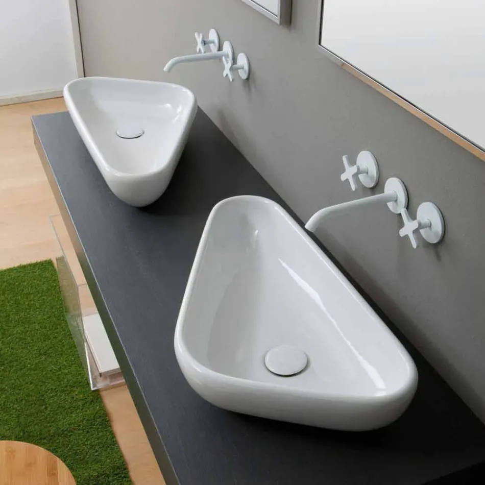 Modern design ceramic washbasin made in Italy Sofia Viadurini