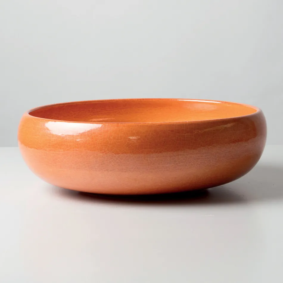 Raku Clay Countertop Sink with Metallic Craquelé Luster - Prisma Viadurini