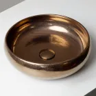 Hand-Turned Metallic Raku Clay Countertop Sink - Prisma Viadurini