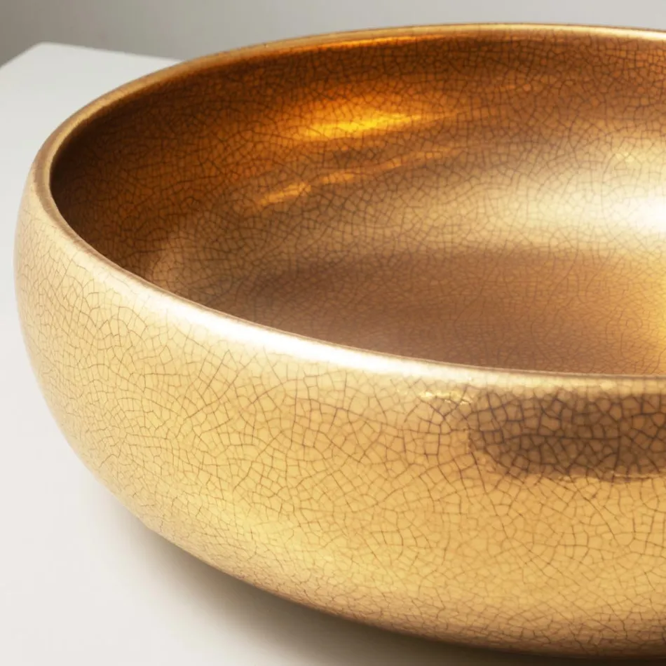 Hand-Turned Metallic Raku Clay Countertop Sink - Prisma Viadurini