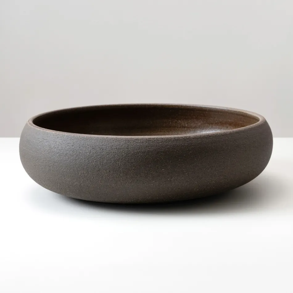 Countertop Sink in Dark or Ochre Refractory Clay - Prisma Viadurini