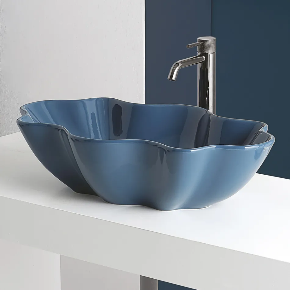 Countertop washbasin in colored ceramic different finishes L 65 cm - Cube Viadurini