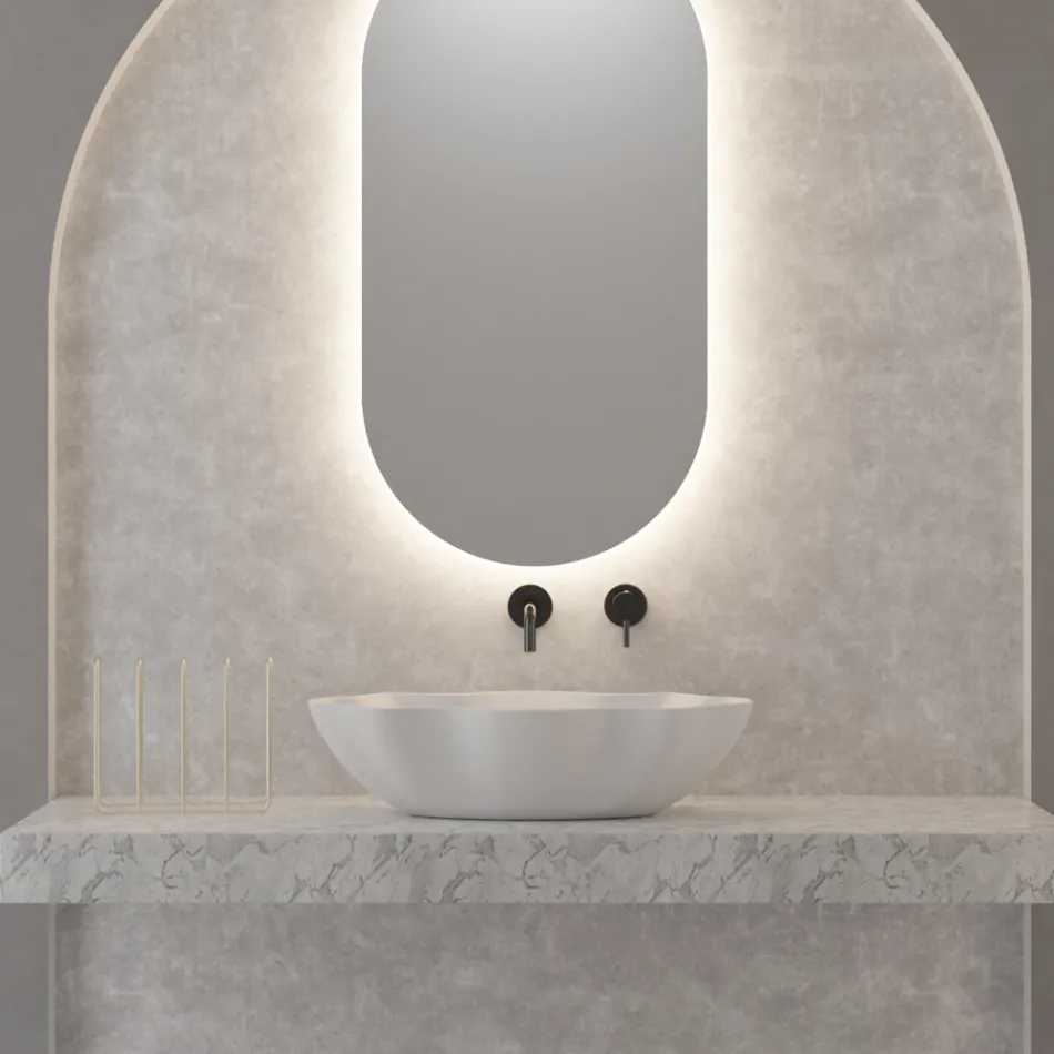 Countertop washbasin in colored ceramic different finishes L 65 cm - Cube Viadurini