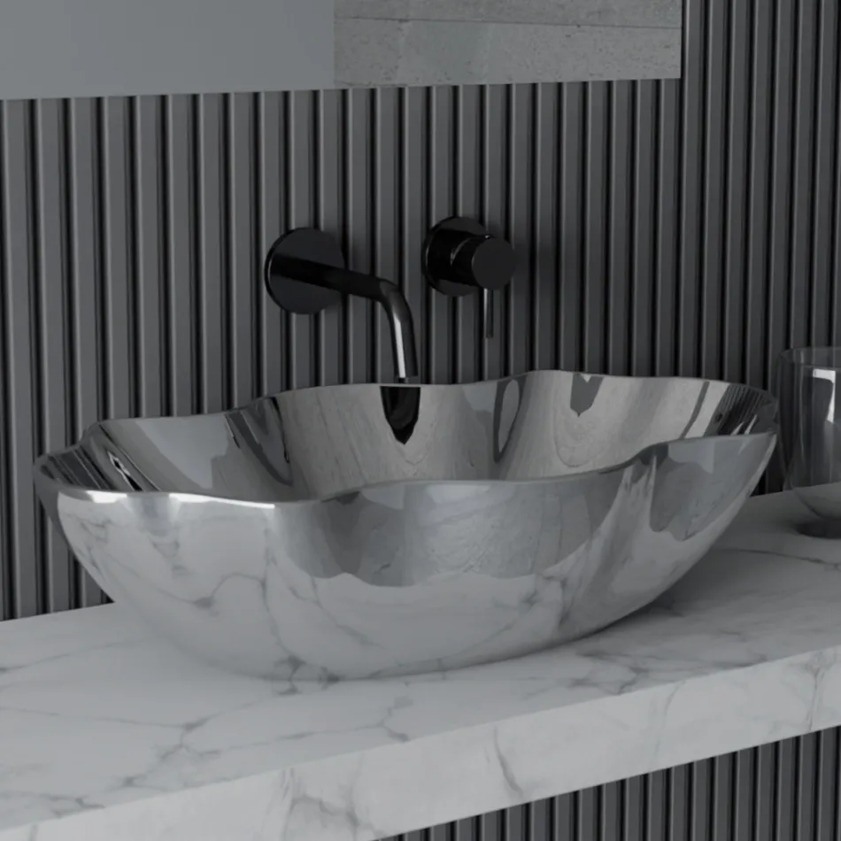 Countertop washbasin in colored ceramic different finishes L 65 cm - Cube Viadurini