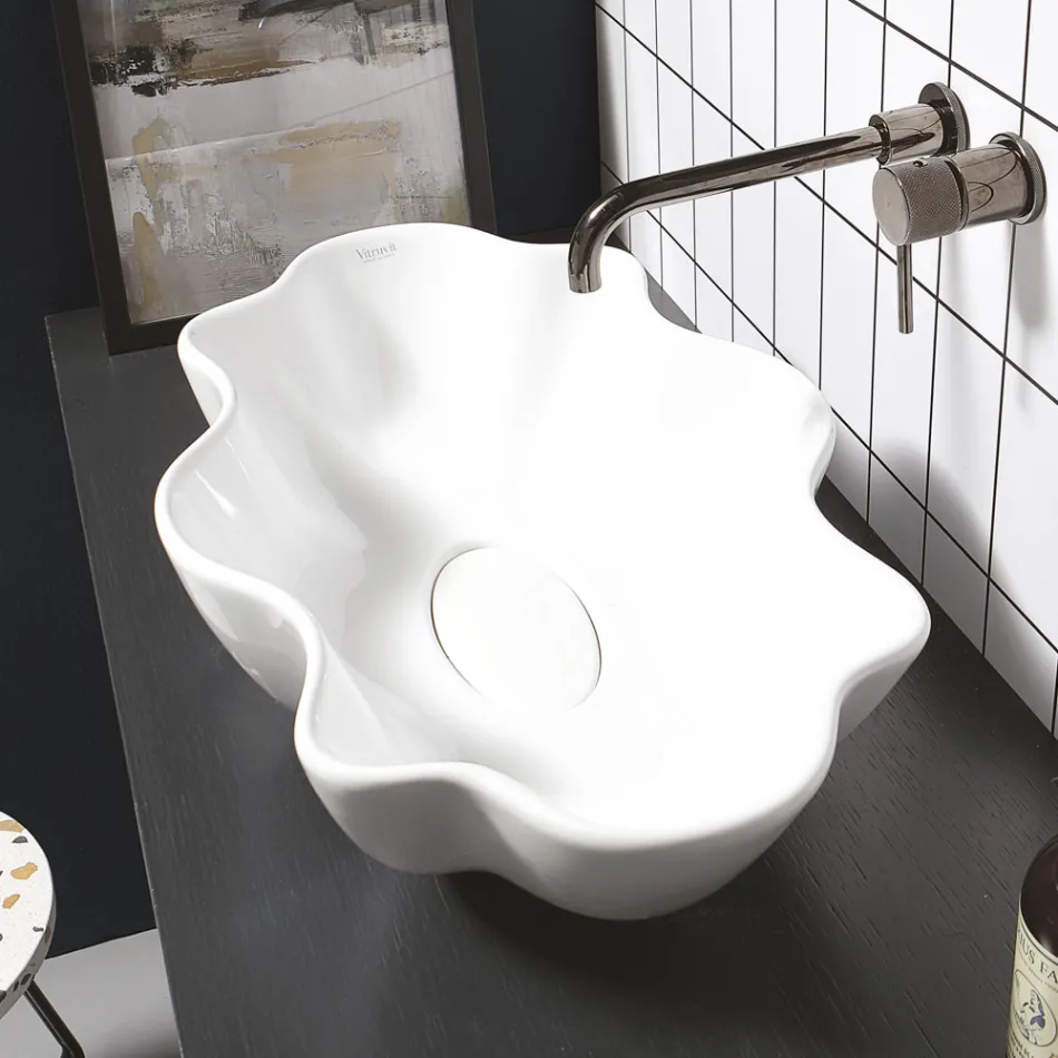 Countertop washbasin in colored ceramic different finishes L 65 cm - Cube Viadurini