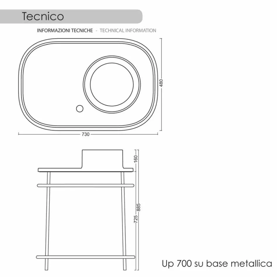 Washbasin in full ceramic metal base Marta Viadurini