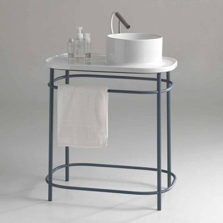 Washbasin in full ceramic metal base Marta Viadurini