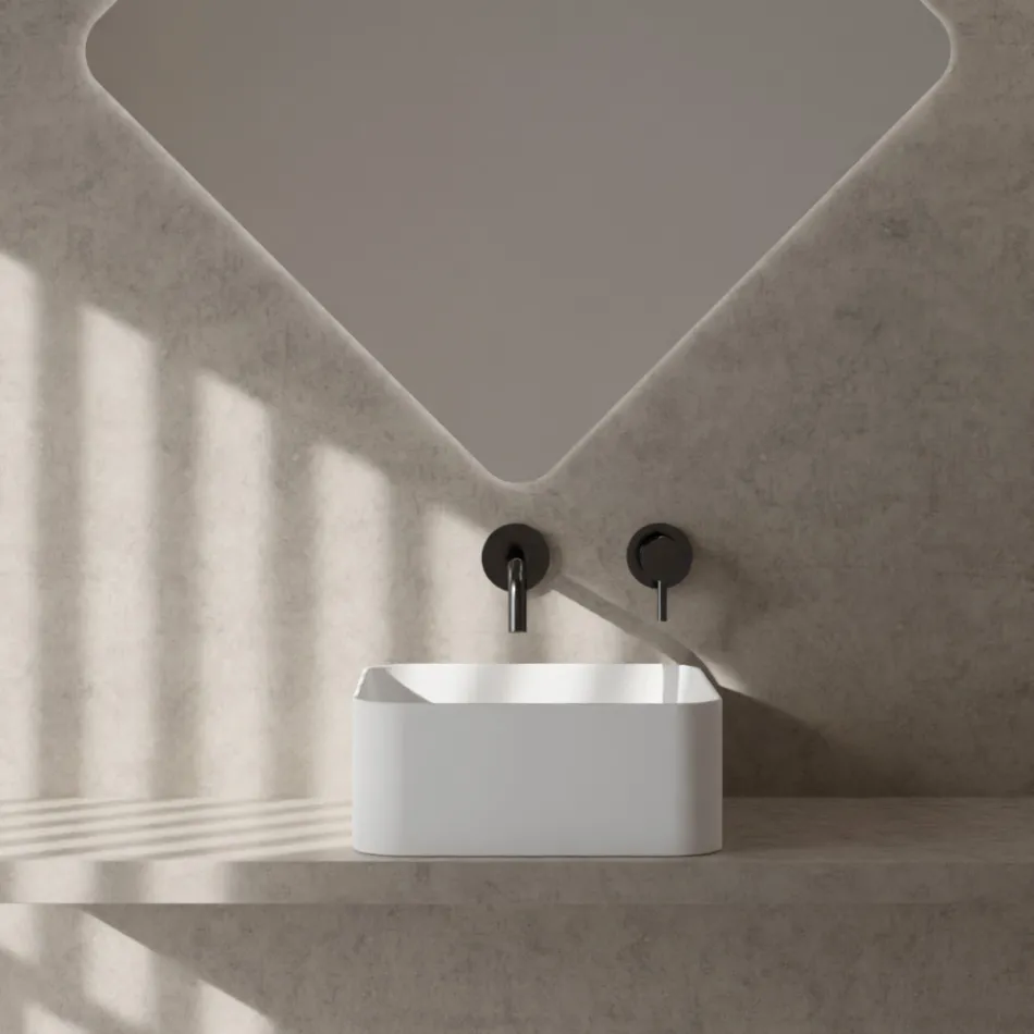 Countertop Ceramic Washbasin with Waste Included Made in Italy - Box Viadurini