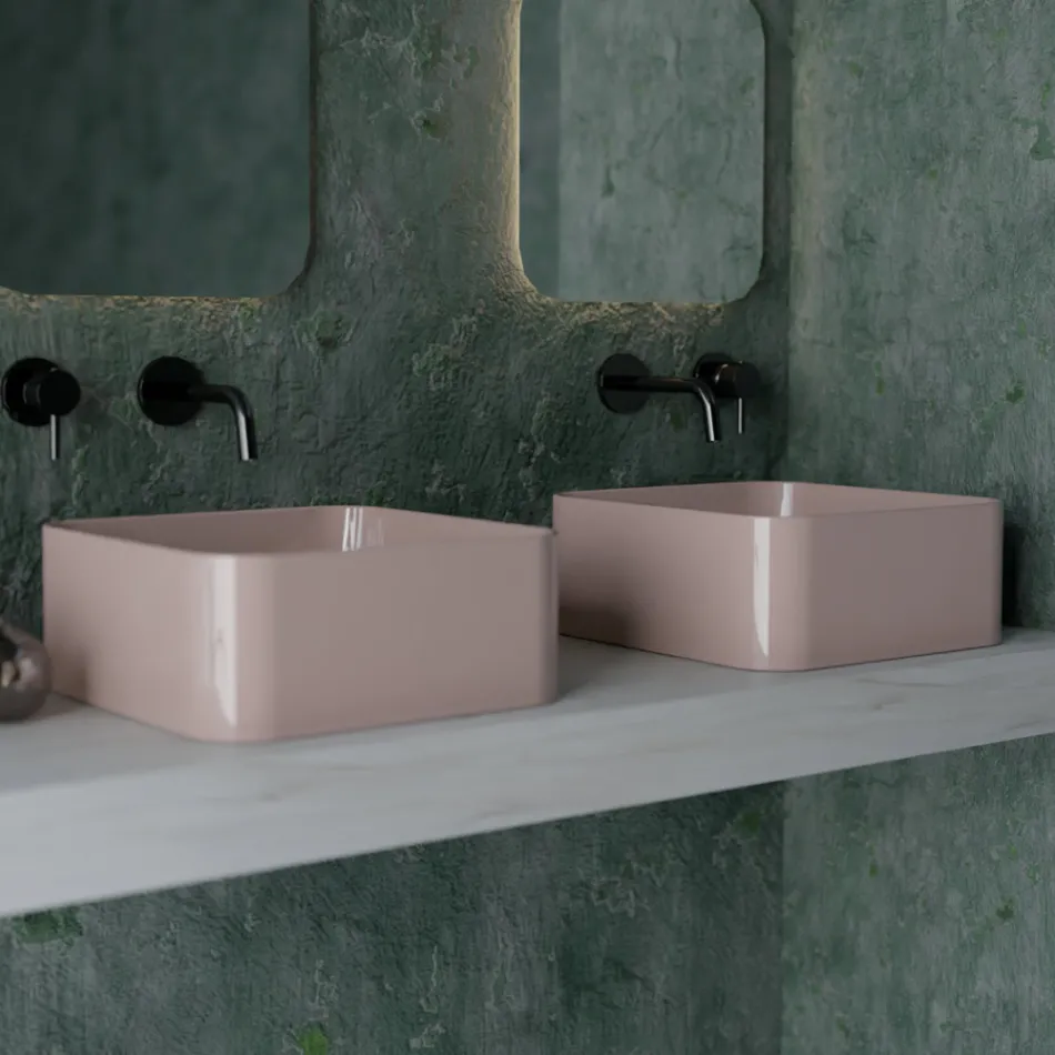 Countertop Ceramic Washbasin with Waste Included Made in Italy - Box Viadurini