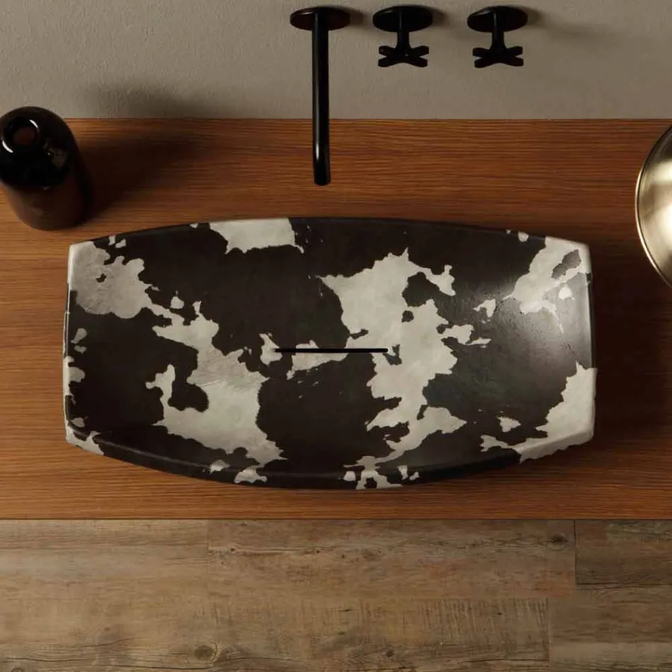 Countertop washbasin in spotted ceramic of design made in Italy Laura Viadurini