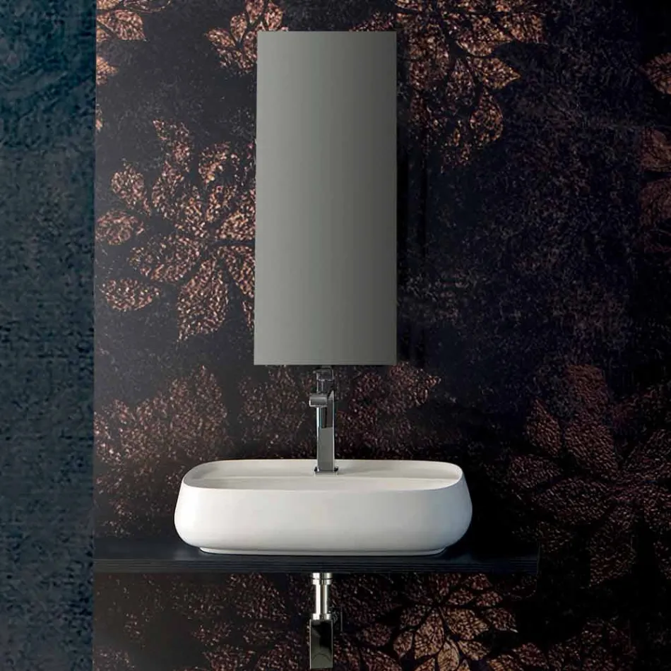 Modern ceramic countertop washbasin made in Italy, Gaiola Viadurini