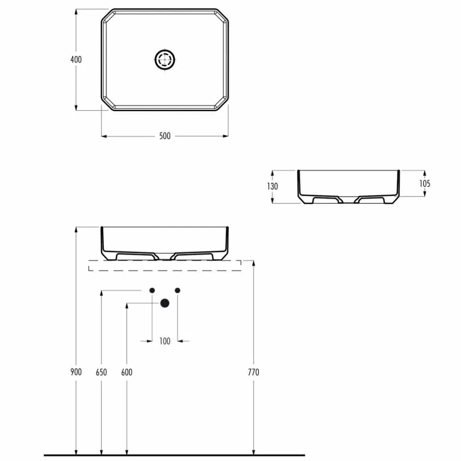 Modern ceramic counter top washbasin made in Italy, Zulimo Viadurini
