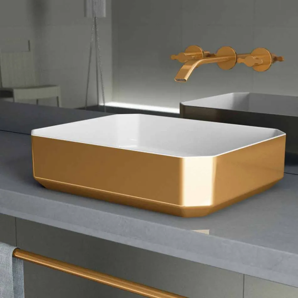 Modern ceramic counter top washbasin made in Italy, Zulimo Viadurini