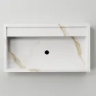 Countertop Washbasin in Marble Effect Porcelain Stoneware Made in Italy - Cervia Viadurini