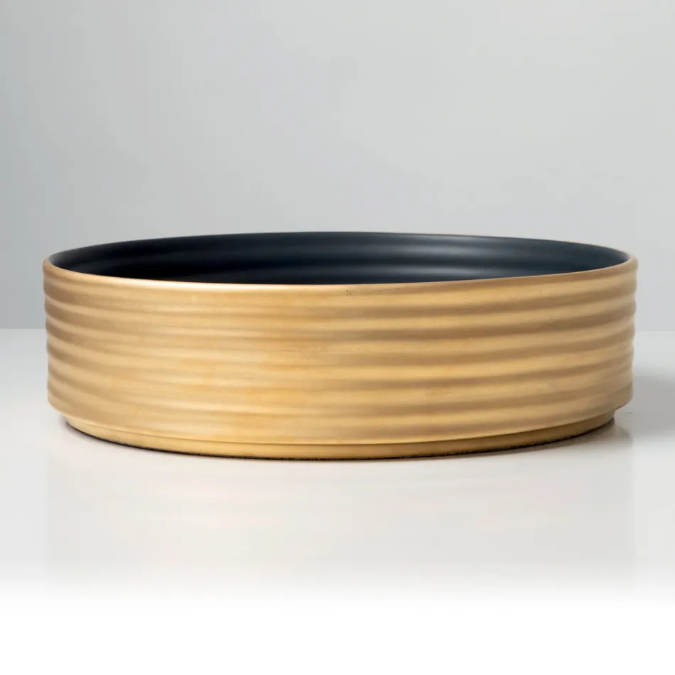 Countertop Washbasin in Wavy Porcelain Stoneware Made in Italy - Vibrazione Viadurini