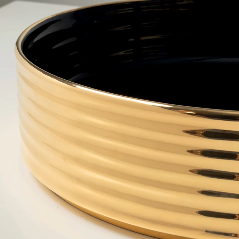 Countertop Washbasin in Wavy Porcelain Stoneware Made in Italy - Vibrazione Viadurini