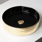 Countertop Washbasin in Wavy Porcelain Stoneware Made in Italy - Vibrazione Viadurini