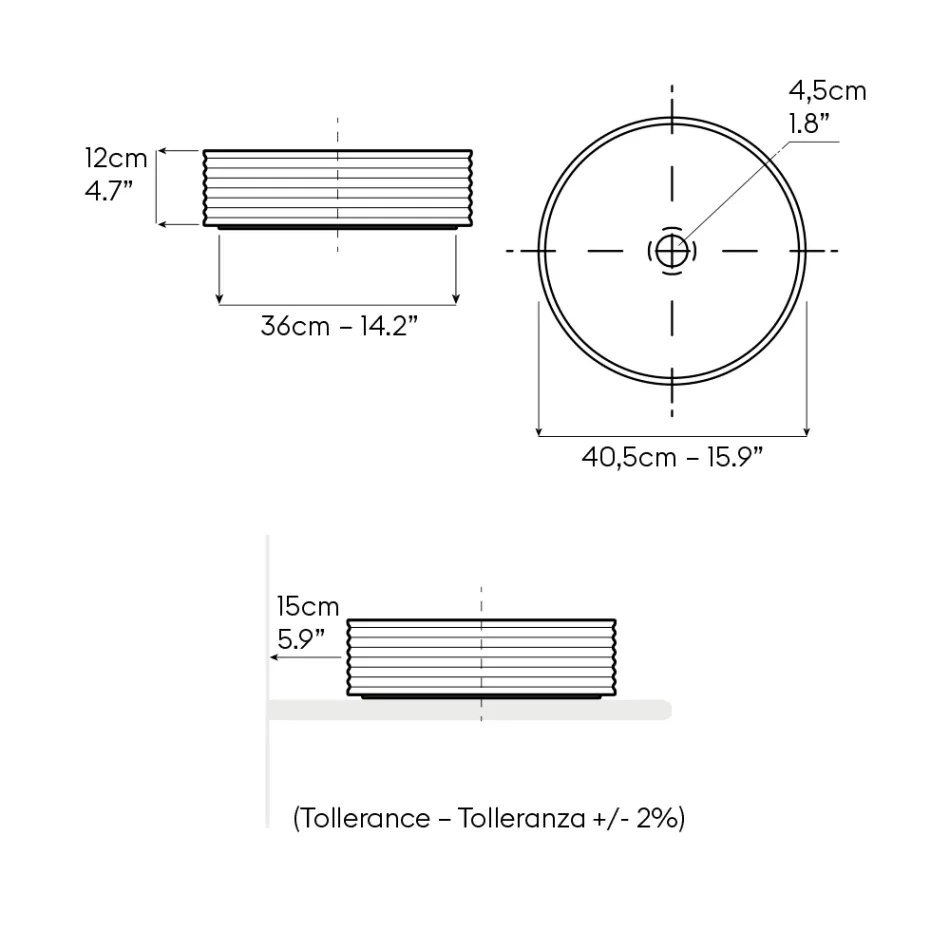 Countertop Washbasin in Wavy Porcelain Stoneware Made in Italy - Vibrazione Viadurini