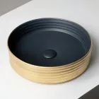 Countertop Washbasin in Wavy Porcelain Stoneware Made in Italy - Vibrazione Viadurini