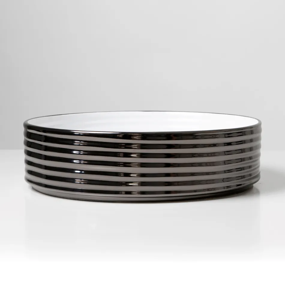 Countertop Washbasin in Wavy Porcelain Stoneware Made in Italy - Vibrazione Viadurini