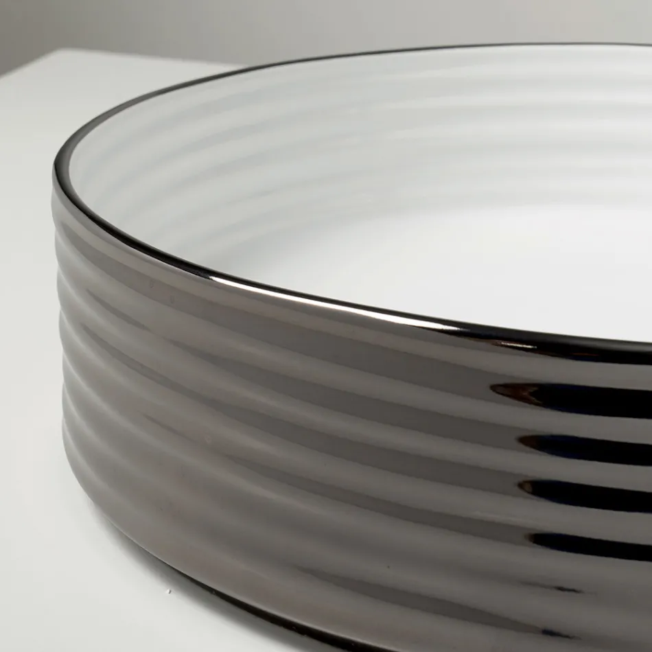 Countertop Washbasin in Wavy Porcelain Stoneware Made in Italy - Vibrazione Viadurini