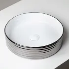 Countertop Washbasin in Wavy Porcelain Stoneware Made in Italy - Vibrazione Viadurini