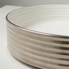 Countertop Washbasin in Wavy Porcelain Stoneware Made in Italy - Vibrazione Viadurini