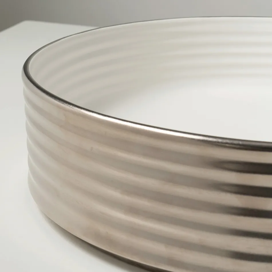 Countertop Washbasin in Wavy Porcelain Stoneware Made in Italy - Vibrazione Viadurini