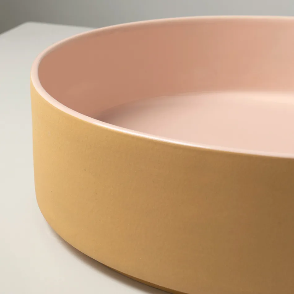 Halo Hand-Turned Porcelain Stoneware Countertop Washbasin Made in Italy Viadurini