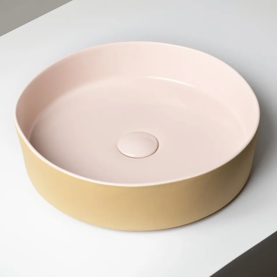 Halo Hand-Turned Porcelain Stoneware Countertop Washbasin Made in Italy Viadurini