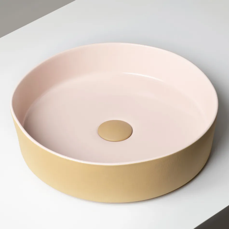 Halo Hand-Turned Porcelain Stoneware Countertop Washbasin Made in Italy Viadurini