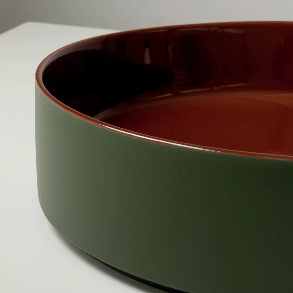 Halo Hand-Turned Porcelain Stoneware Countertop Washbasin Made in Italy Viadurini