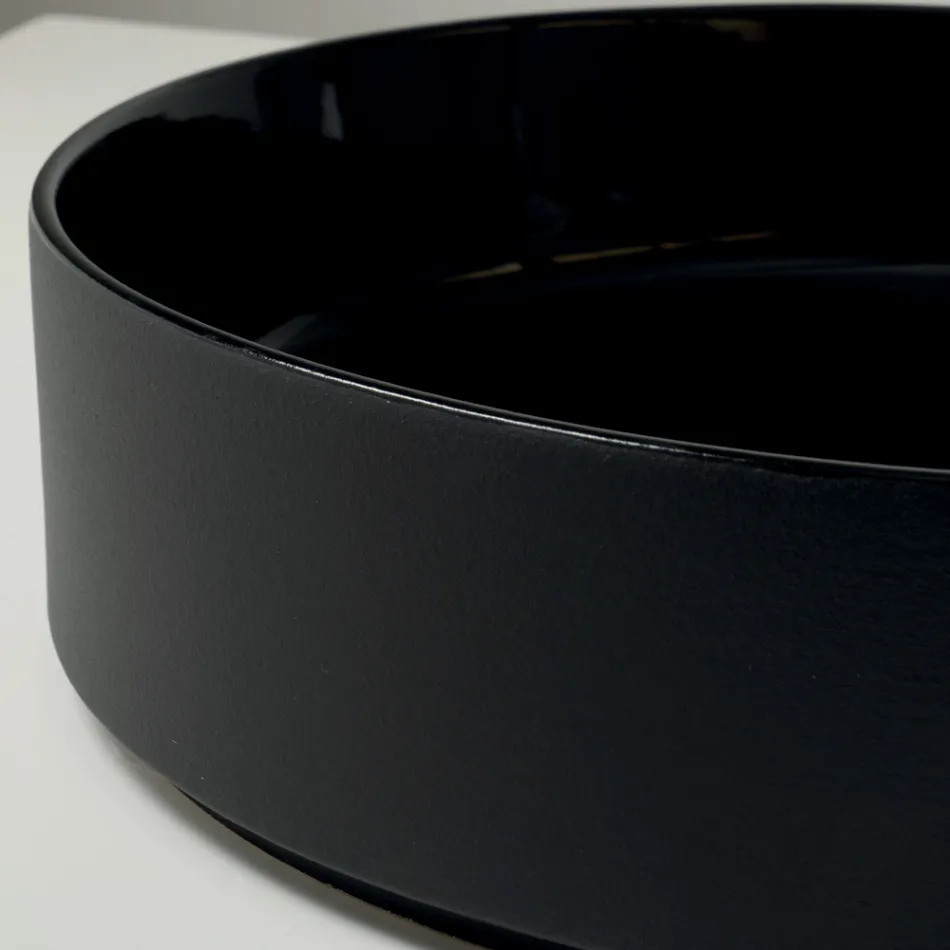 Halo Hand-Turned Porcelain Stoneware Countertop Washbasin Made in Italy Viadurini